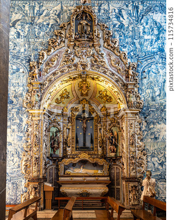 Interior of Sao Pedro church, Igreja de Sao Pedro in Faro, Portugal. 115734816