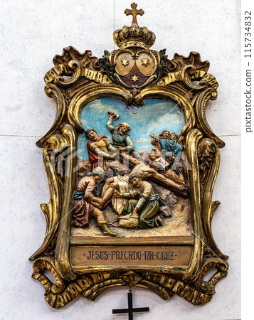 The intricate golden interior of the Carmelite church Igreja do Carmo in the old town of Faro in Portugal The intricate golden interior of the Carmelite church Igreja do Carmo in the old town of Faro in Portugal 115734832