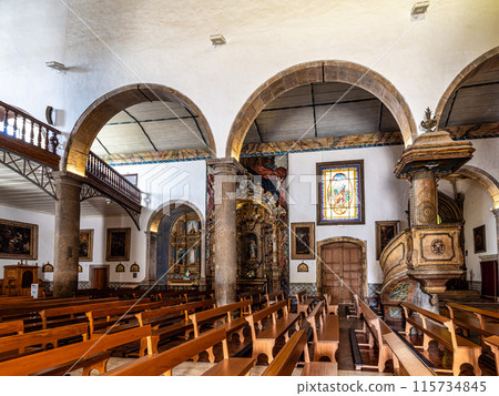 Interior of Sao Pedro church, Igreja de Sao Pedro in Faro, Portugal. 115734845