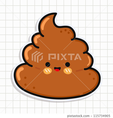 Cute funny Turd sticker. Vector hand drawn cartoon kawaii character illustration icon. Isolated on background. Turd character concept Cute funny Turd sticker. Vector hand drawn cartoon kawaii character illustration icon. Isolated on background. Turd character concept 115734905
