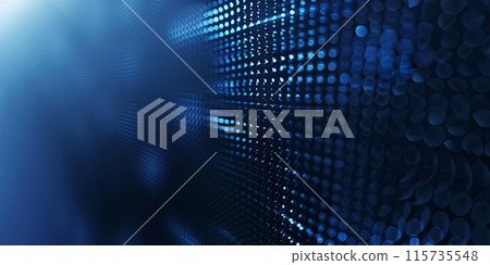 Dark abstract background with subtle textures and blue dots creating a sense of depth and a futuristic atmosphere. Dark abstract background with subtle textures and blue dots creating a sense of depth and a futuristic atmosphere. 115735548
