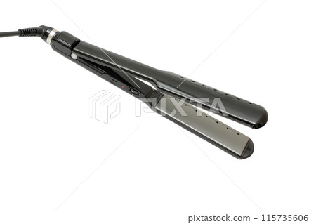 Hairdresser tool. Hair straightener isolated on white background Hairdresser tool. Hair straightener isolated on white background 115735606