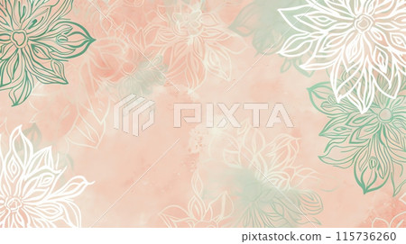 A light pink background with a floral mandala pattern in subtle white and green tones. Excellent for womens health centers or spring event promotions 115736260