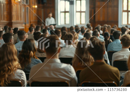 Speaker with presentation in hall at university or college or school Speaker with presentation in hall at university or college or school 115736280
