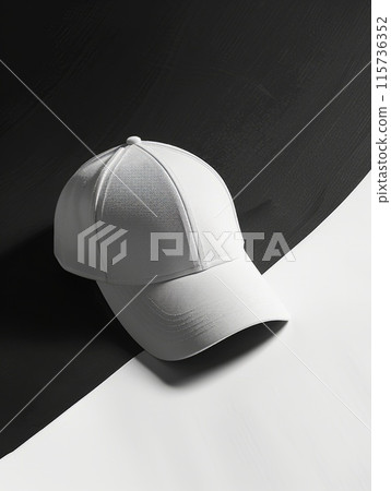 Minimalistic white cap with a curved brim, suitable for casual wear Minimalistic white cap with a curved brim, suitable for casual wear 115736352