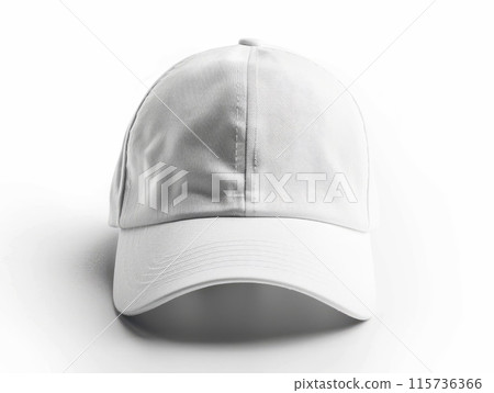 Mockup of a simple white baseball cap isolated on a white background, ideal for showcasing designs or branding 115736366