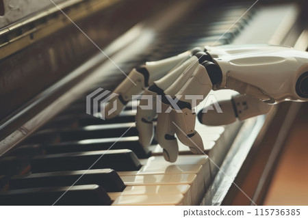 Robot Playing Piano,close up 115736385