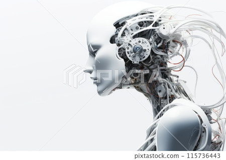 Profile view of a futuristic robot with intricate mechanical details. Profile view of a futuristic robot with intricate mechanical details. 115736443