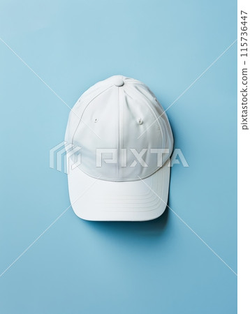 White Cap on Blue Background 115736447