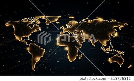 network map on a sophisticated black background, representing global financial networks, ideal for international banking services 115736511