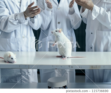 White lab rat in a scientific research lab. White lab rat in a scientific research lab. 115736690
