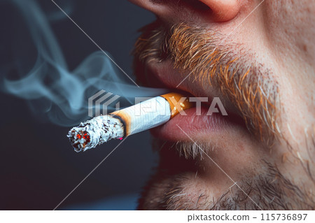 Man with Cigarette: Intimate Stock Scene Man with Cigarette: Intimate Stock Scene 115736897