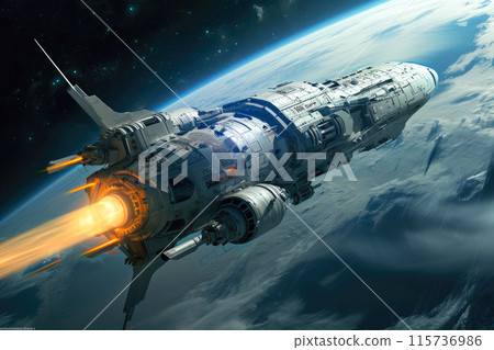 Starship Horizon: View from Behind as it Explores Starship Horizon: View from Behind as it Explores 115736986