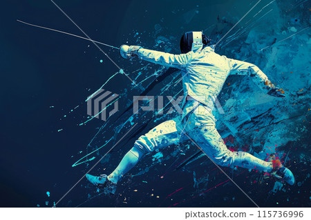 Fencer's Reverie: Abstract Art in Motion 115736996