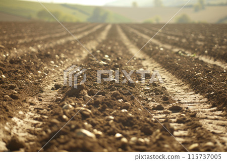 Rural Tranquility: Daylight on Plowed Soil Rural Tranquility: Daylight on Plowed Soil 115737005