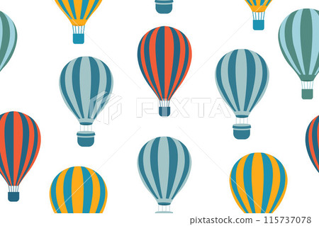 Seamless pattern of their colorful balloons. Bright color illustration on a white background. Vector. Seamless pattern of their colorful balloons. Bright color illustration on a white background. Vector. 115737078