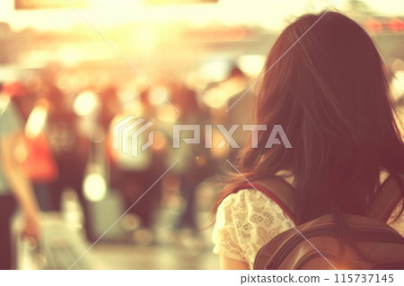 Adventure Awaits: Stylish Traveler at the Airport 115737145