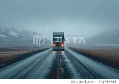 Solitary Truck in Vast Expanse 115737233