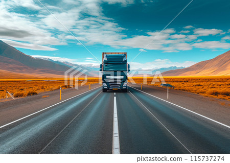 Truck Alone in Expansive Landscape 115737274