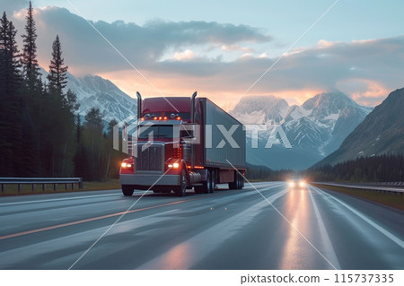 Highway Harmony: Double Exposure Truck Elegance 115737335