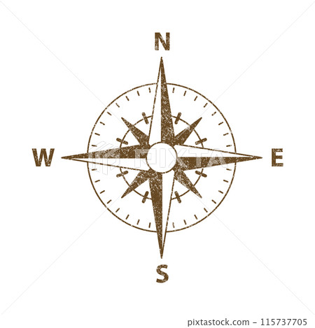 Vector Vintage Wind Rose Symbol, Compass Icon Closeup, Isolated 115737705