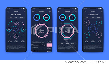 Vector graphics infographics with mobile phone. Template for creating mobile applications, workflow layout, diagram, banner, web design, business reports Vector graphics infographics with mobile phone. Template for creating mobile applications, workflow layout, diagram, banner, web design, business reports 115737923