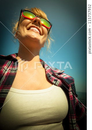 Happy young woman girl outdoor. Happy young woman girl outdoor. 115737932