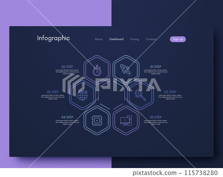 Modern infographic vector elements for business brochures. Use in website, corporate brochure, advertising and marketing. Pie charts, line graphs Modern infographic vector elements for business brochures. Use in website, corporate brochure, advertising and marketing. Pie charts, line graphs 115738280
