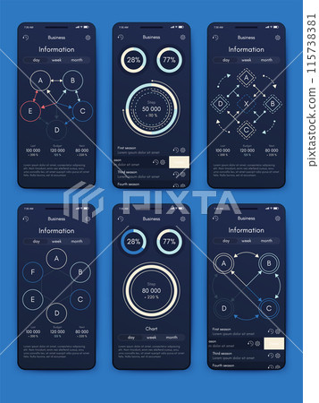 Vector graphics infographics with mobile phone. Template for creating mobile applications, workflow layout, diagram, banner, web design, business reports 115738381