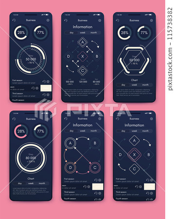 Vector graphics infographics with mobile phone. Template for creating mobile applications, workflow layout, diagram, banner, web design, business reports 115738382