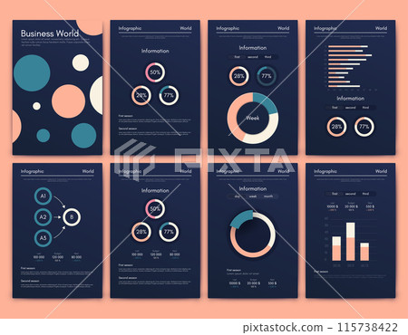 Vector graphics infographics with mobile phone. Template for creating mobile applications, workflow layout, diagram, banner, web design, business reports 115738422
