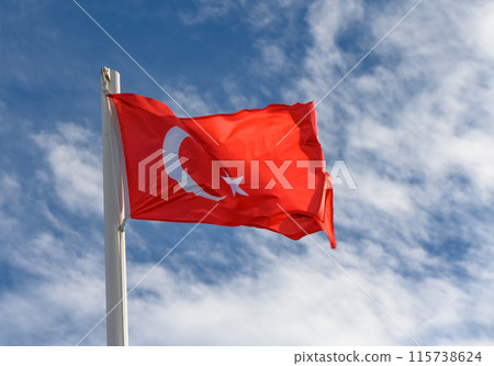 Turkey flag against the spring sky 2 Turkey flag against the spring sky 2 115738624
