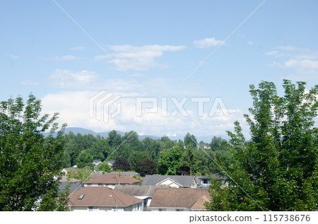 View of Abbotsford, Canada, BC, with Mt. Baker in the background 115738676