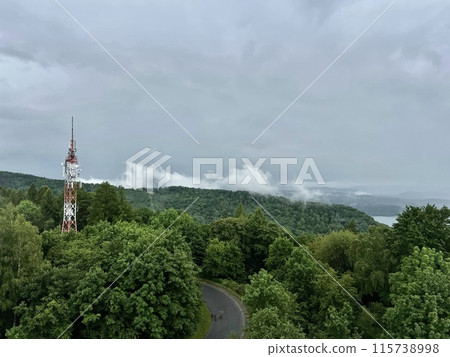 Lake Solina is a largest in Poland water reservoir surrounded by a characteristic landscape of mountains covered with forest and plenty of beaches with tourist infrastructure. 115738998