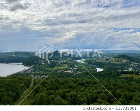 Lake Solina is a largest in Poland water reservoir surrounded by a characteristic landscape of mountains covered with forest and plenty of beaches with tourist infrastructure. 115739001