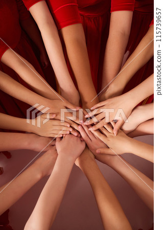 Unified Hands Circle Symbolizing Teamwork, Community and Collaboration Unified Hands Circle Symbolizing Teamwork, Community and Collaboration 115739657