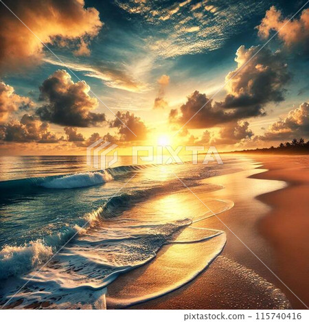 美麗的日出海灘場景 115740416