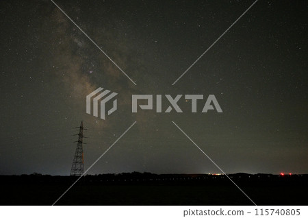 Steel tower on the plain and the Milky Way-2 Steel tower on the plain and the Milky Way-2 115740805