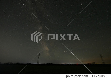 Steel tower on the plain and the Milky Way-6 Steel tower on the plain and the Milky Way-6 115740809