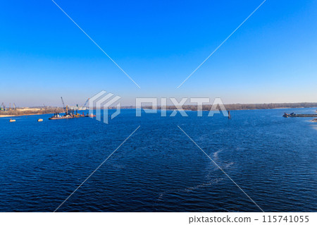 Construction of a new bridge across the Dnieper river in Kremenchug, Ukraine 115741055