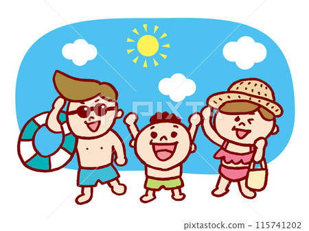 暑假一家人到海邊游泳 115741202