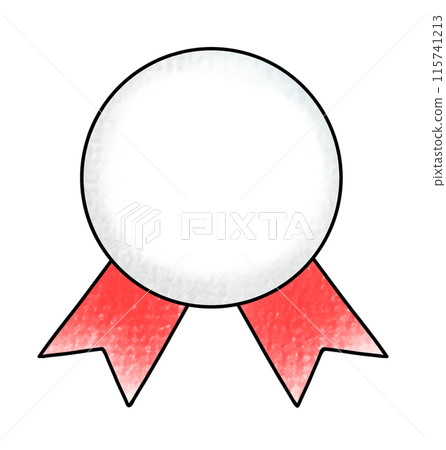 帶有鬆散簡單絲帶的圓形標籤,模擬風格 帶有鬆散簡單絲帶的圓形標籤,模擬風格 115741213