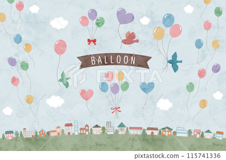各種氣球的水彩風格插圖集 115741336
