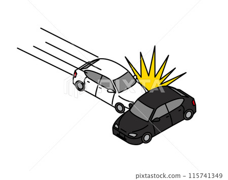 Illustration of a car traffic accident, collision accident 115741349