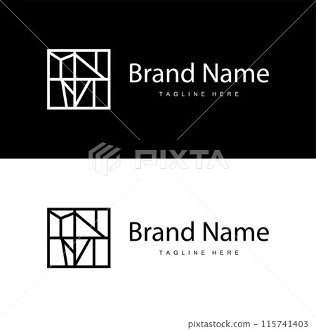 Floor Logo Design for Home Ceramic Decoration with Minimalist Abstract Shapes, Vector Templet Illustration Floor Logo Design for Home Ceramic Decoration with Minimalist Abstract Shapes, Vector Templet Illustration 115741403