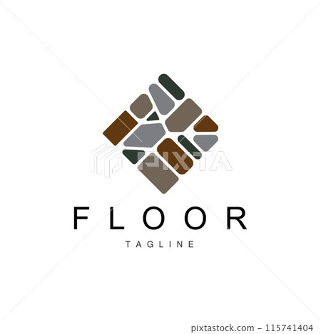 Floor Logo Design for Home Ceramic Decoration with Minimalist Abstract Shapes, Vector Templet Illustration Floor Logo Design for Home Ceramic Decoration with Minimalist Abstract Shapes, Vector Templet Illustration 115741404