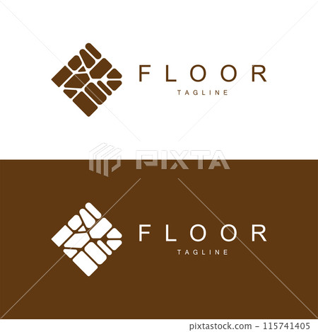 Floor Logo Design for Home Ceramic Decoration with Minimalist Abstract Shapes, Vector Templet Illustration 115741405