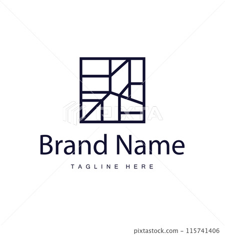 Floor Logo Design for Home Ceramic Decoration with Minimalist Abstract Shapes, Vector Templet Illustration Floor Logo Design for Home Ceramic Decoration with Minimalist Abstract Shapes, Vector Templet Illustration 115741406