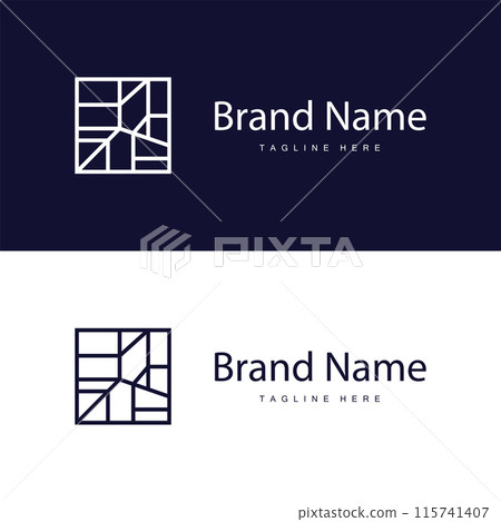 Floor Logo Design for Home Ceramic Decoration with Minimalist Abstract Shapes, Vector Templet Illustration Floor Logo Design for Home Ceramic Decoration with Minimalist Abstract Shapes, Vector Templet Illustration 115741407