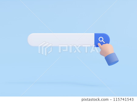 3DCG | Finger entering search keywords and clicking the search button 115741543
